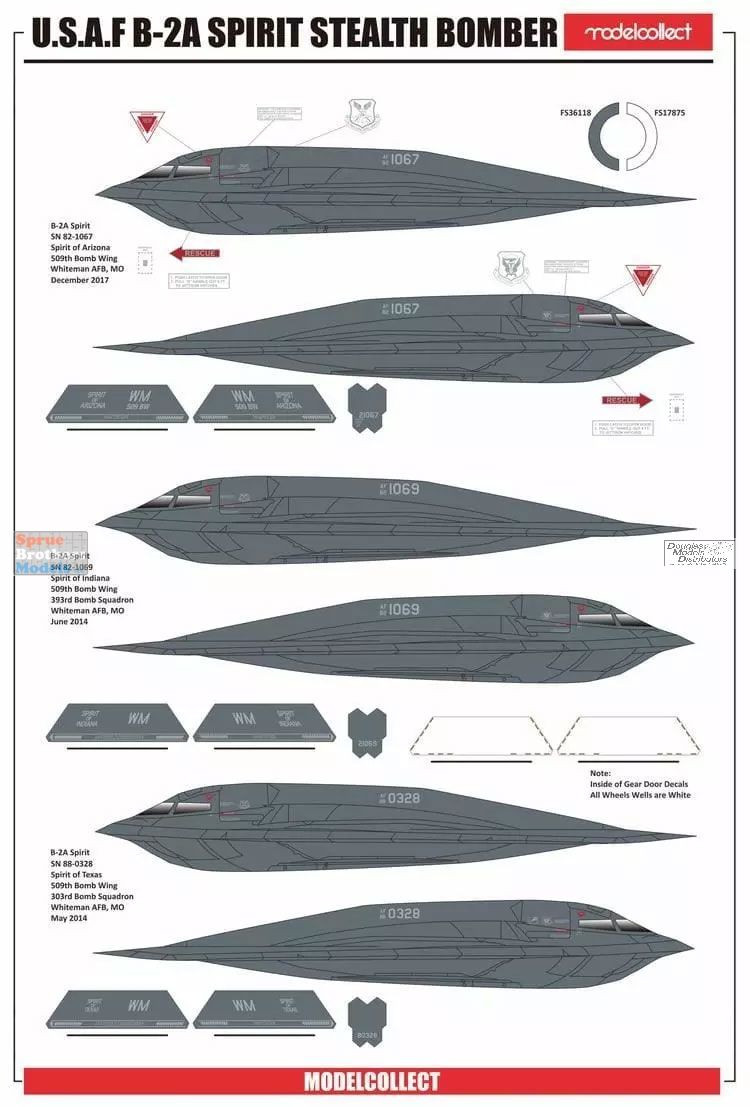 MOC72206 1:72 Modelcollect USAF B-2A Spirit Stealth Bomber with