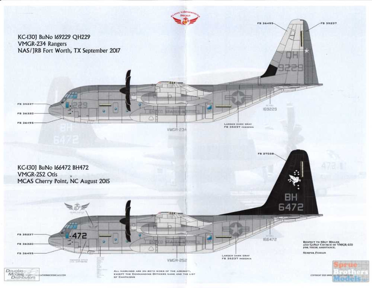 ORDFL72001 1:72 Flying Leathernecks Decals US Marine Corps KC-130J Hercules  'Battle Hercs'