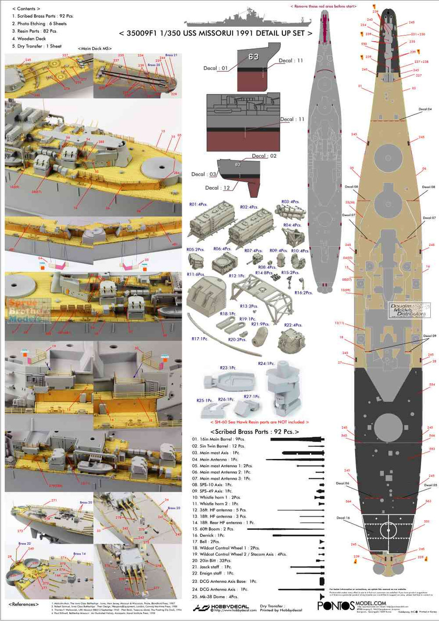 PONF35009 1:350 Pontos Model Detail Up Set - USS Missouri BB-63