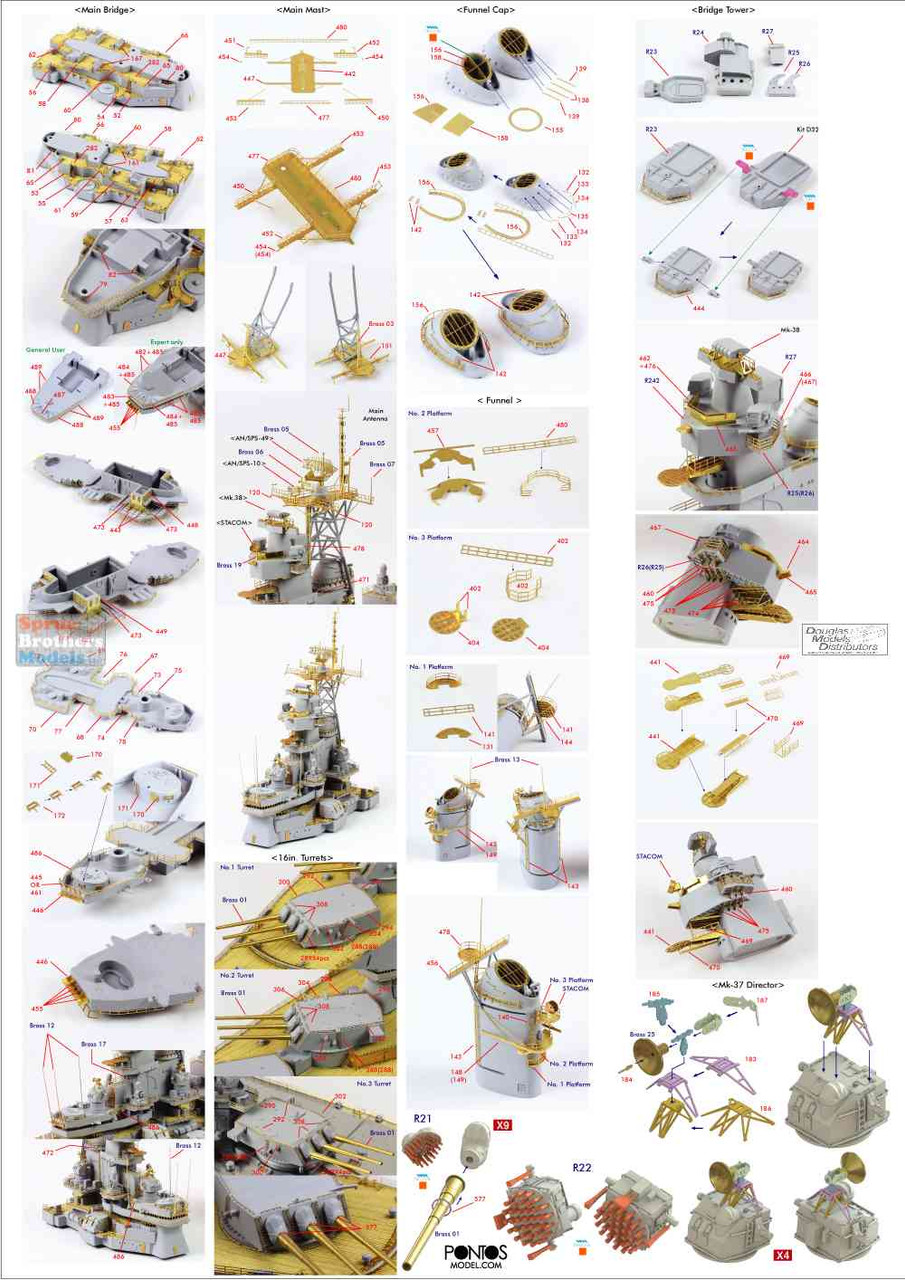 PONF35009 1:350 Pontos Model Detail Up Set - USS Missouri BB-63