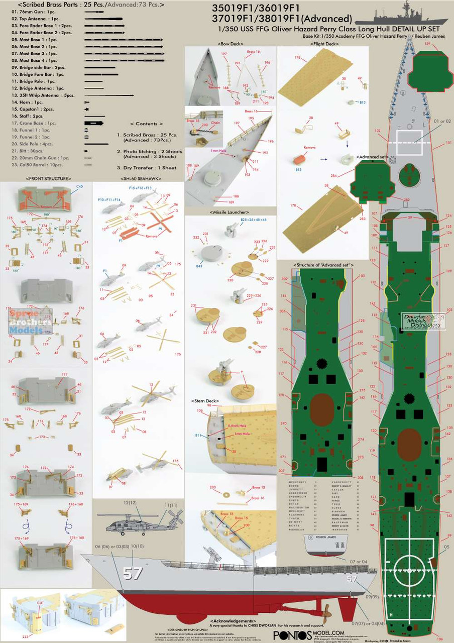 PONF38019 1:350 Pontos Model Detail Up Set - USS Oliver