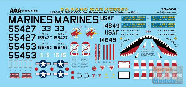AOA32008 1:32 AOA Decals - USAF/USMC OV-10A Bronco in the Vietnam