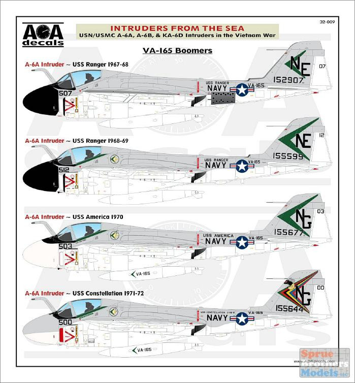 AOA32009 1:32 AOA Decals - USN/USMC A-6A A-6B KA-6D Intruders in