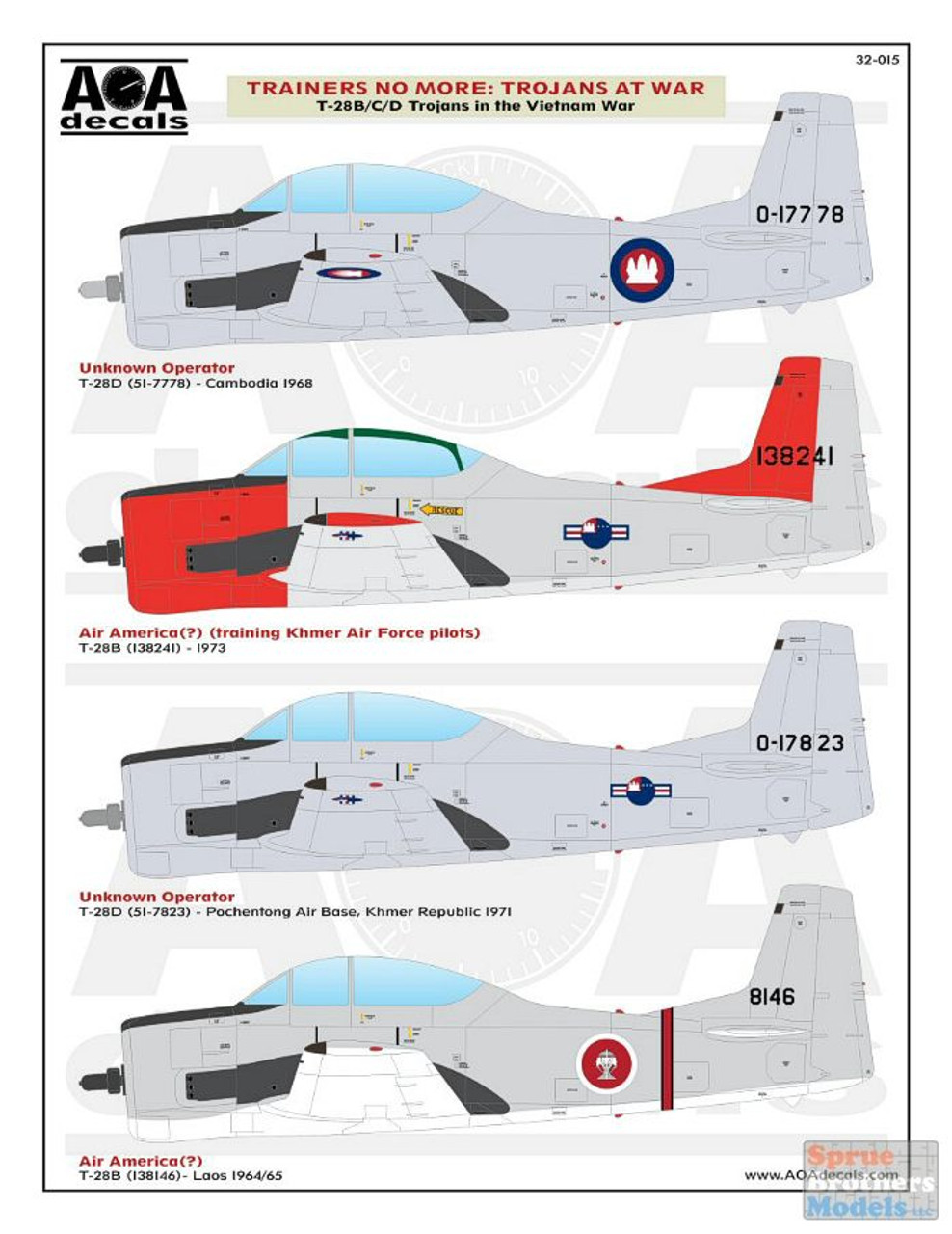 AOA32015 1:32 AOA Decals - T-28B T-28C T-28D Trojan in the Vietnam