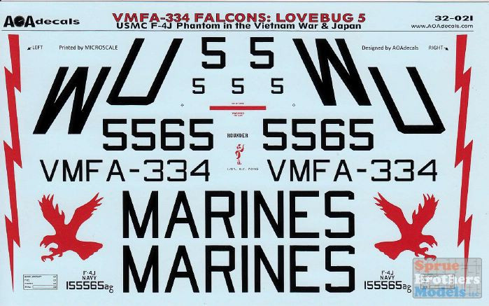 モーション アンフェア ステッカー AOA32021 1:32 AOA Decals - USMC F-4J Phantom II in the Vietnam War