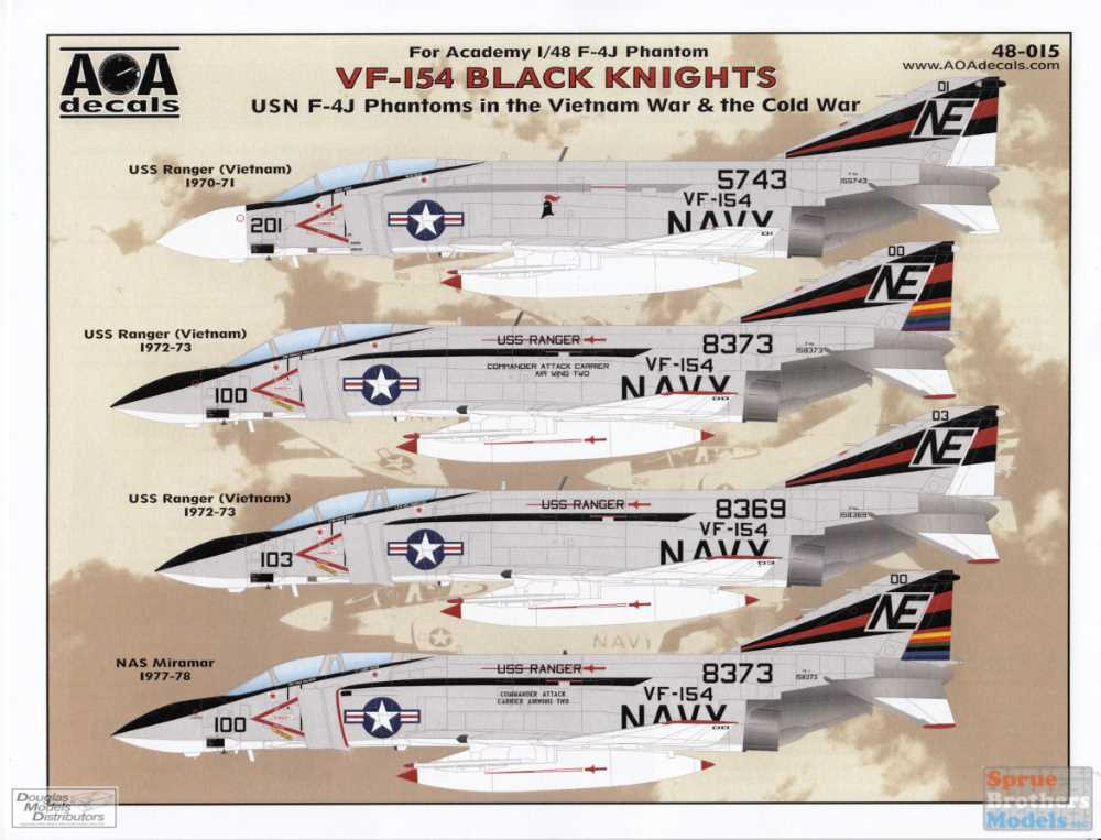 AOA48015 1:48 AOA Decals - USN F-4J Phantom II in the Vietnam War