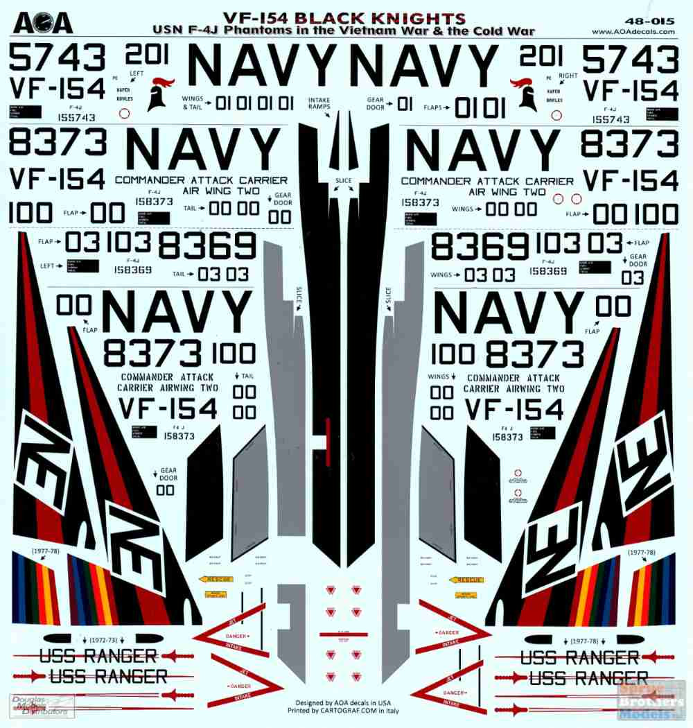AOA48015 1:48 AOA Decals - USN F-4J Phantom II in the Vietnam War