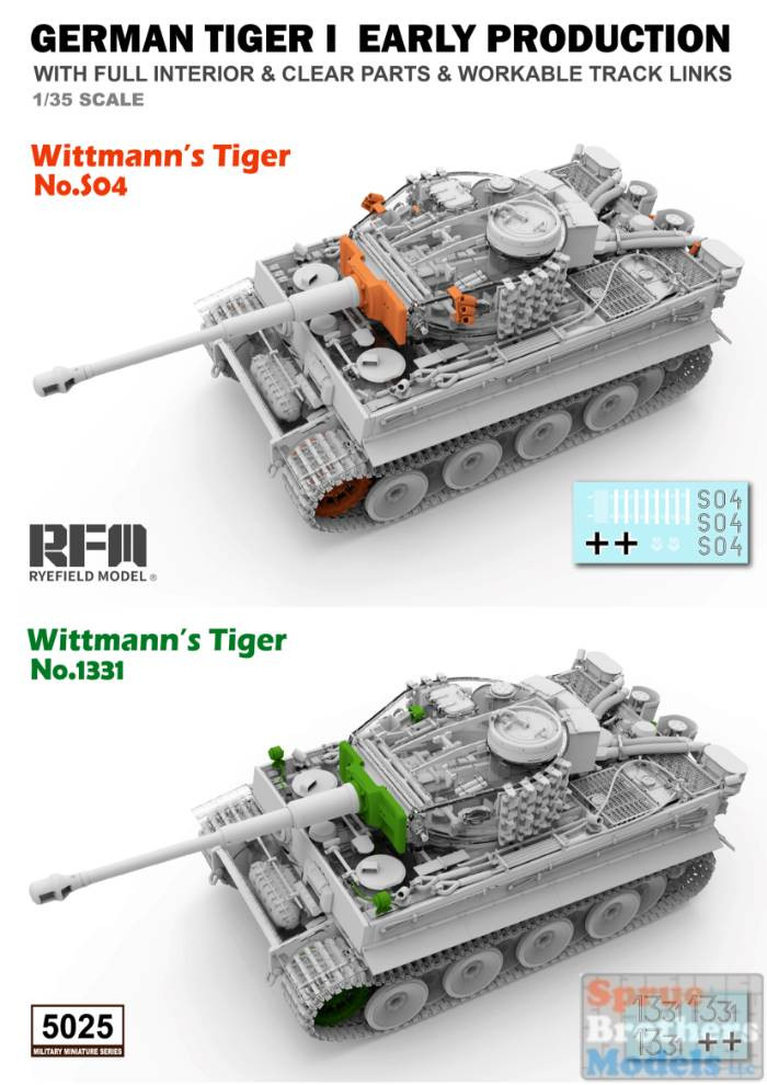 RFMRM5025 1:35 Rye Field Model Tiger I Sd.Kfz.181 with Full