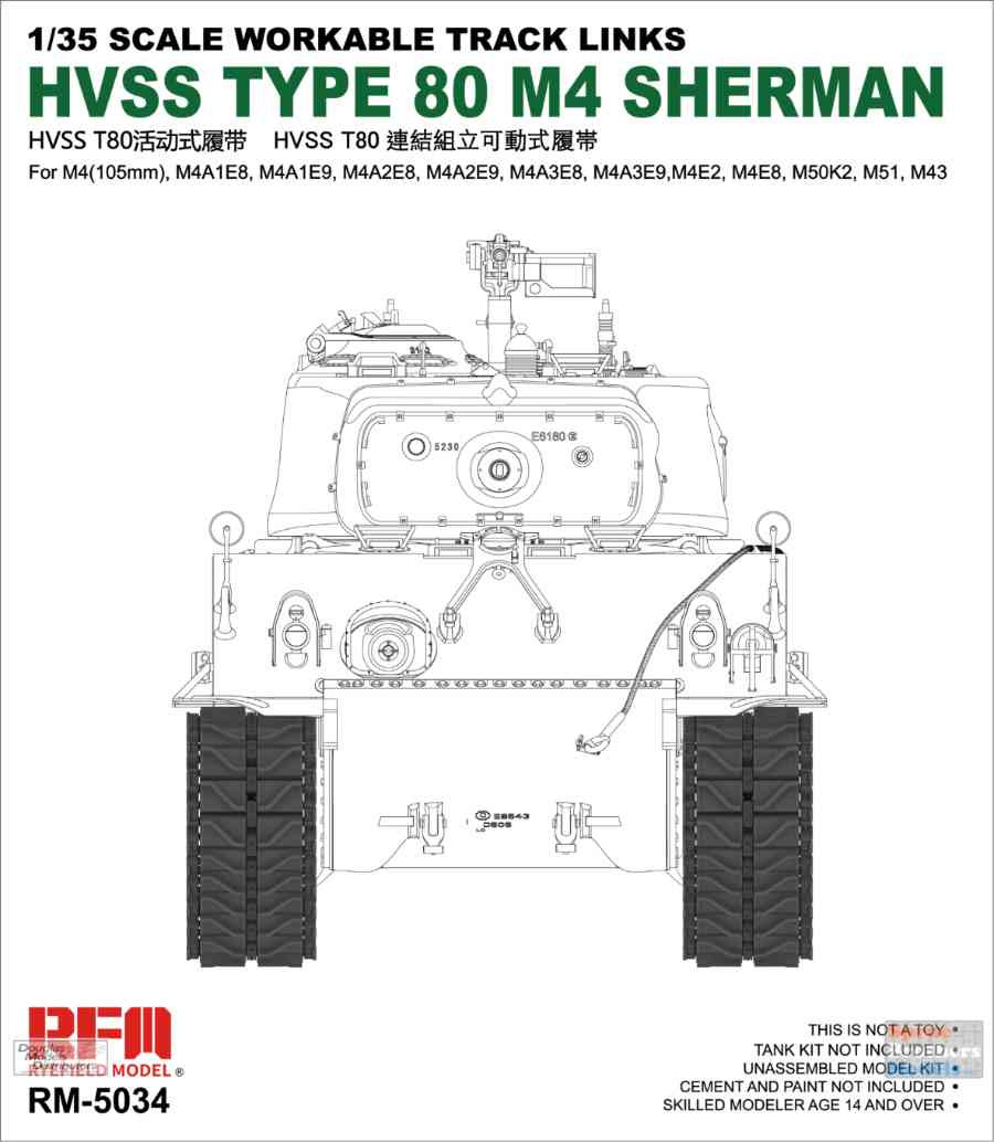 thumbnail image 2 of AFV Club 1/35 Workable T80 Track Link Set For WWII US M4 Sherman HVSS – AF35032 2 of 5