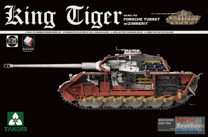 その他 King Tiger Sd.Kfz.182 PORSCHE TURRET TAK02046 1:35 Takom King Tiger Sd.Kfz.182 Porsche Turret with
