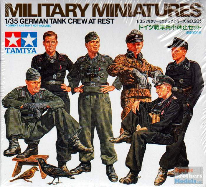 TAM35201 1:35 Tamiya German Tank Crew at Rest Figure Set - Sprue