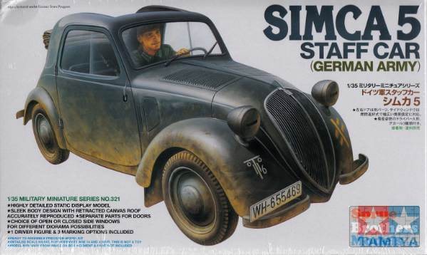 TAM35321 1:35 Tamiya Simca 5 German Army Staff Car - Sprue