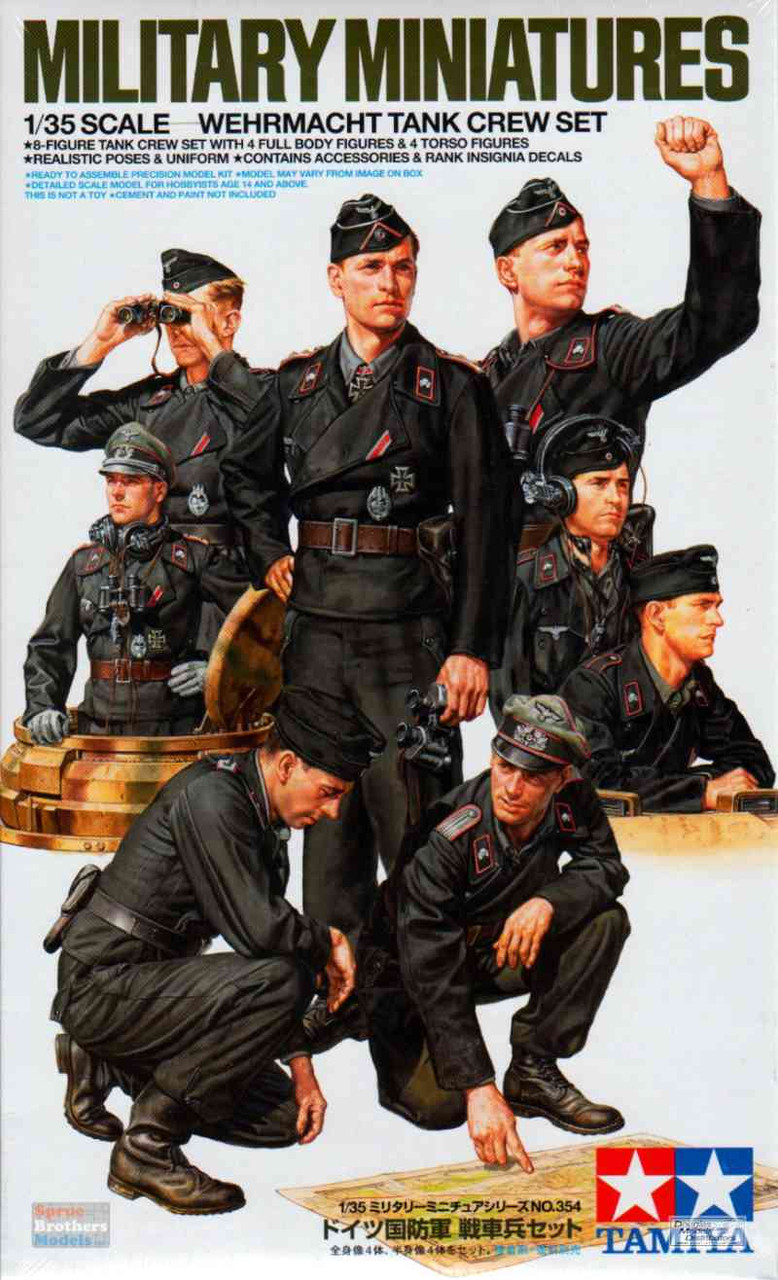 Tamiya 35354 1/35 WWII German Tank Crew Figure Set – Plastic Model Kit