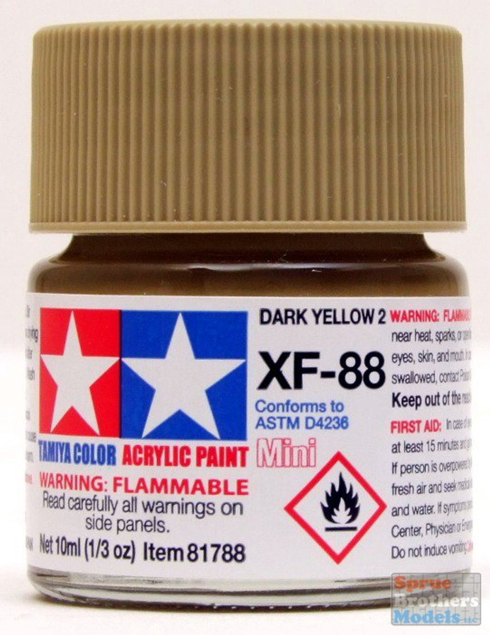 TAM81788 Tamiya Mini Acrylic Paint XF-88 Dark Yellow 2 10ml (1/3 fl oz)