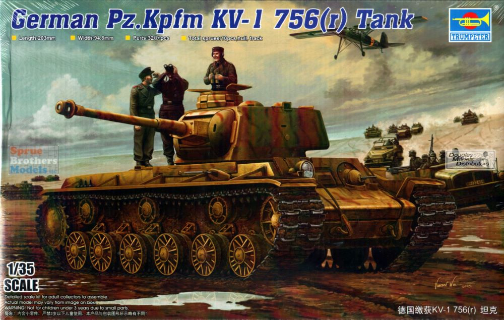 TRP00366 1:35 Trumpeter German Pz.Kpfm KV-1 756(r) Tank - Sprue