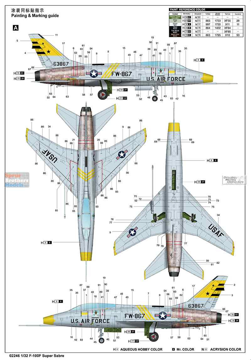 TRP02246 1:32 Trumpeter F-100F Super Sabre - Sprue Brothers Models LLC