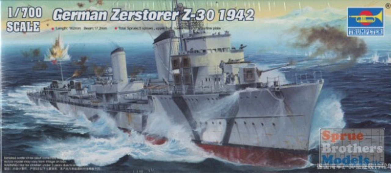 模型+プラモデル Trumpeter 1/700 Zerstorer Z-30 1942 05788 German Zerstorer Z-30 1942 05788-1/700 Series-TRUMPETER（china）