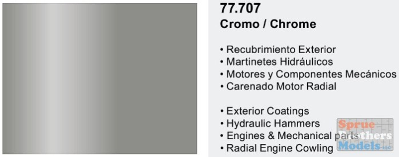 VAL77707 Vallejo Metal Color - Chrome 32ml - Sprue Brothers Models LLC
