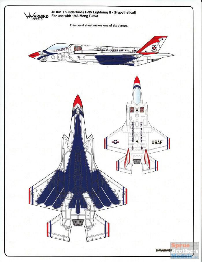 WBD48041 1:48 Warbird Decals - F-35 Lightning II Thunderbirds What