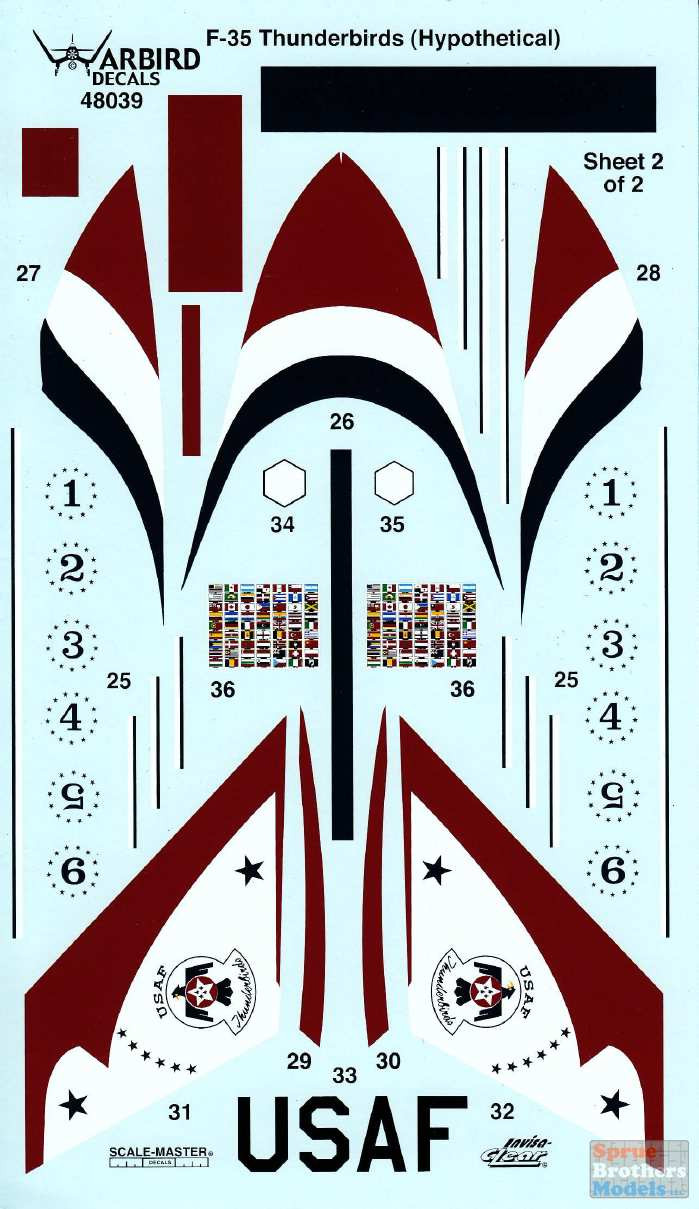 WBD48041 1:48 Warbird Decals - F-35 Lightning II Thunderbirds What