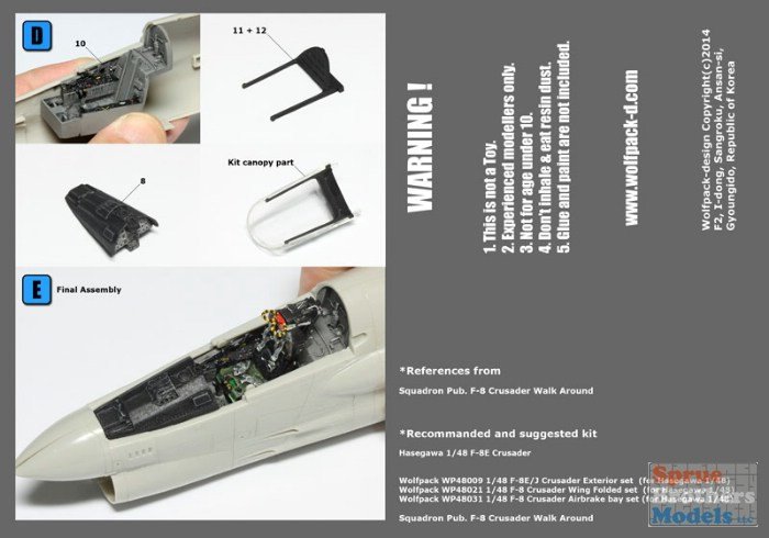 WPD48182 1:48 Wolfpack F-8E Crusader Cockpit Set (HAS kit) - Sprue