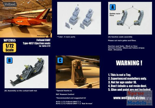 WPD72055 1:72 Wolfpack Folland Gnat Ejection Seats (AFX kit
