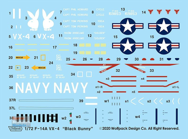 WPDDEC72009 1:72 Wolfpack Decal - F-14A Tomcat Part 1: VX-4
