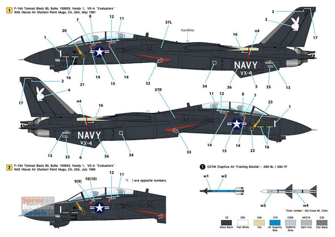 WPDDEC72009 1:72 Wolfpack Decal - F-14A Tomcat Part 1: VX-4