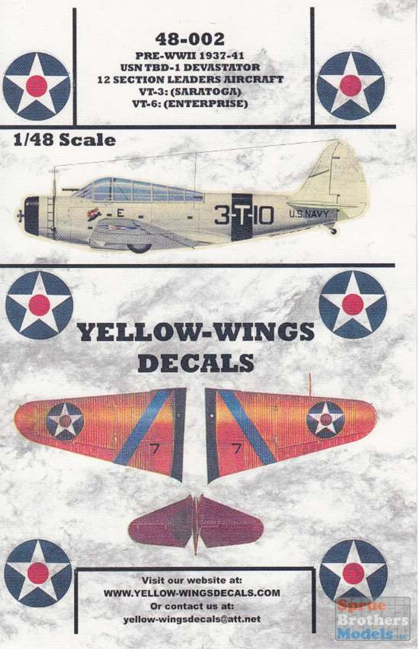 デバステーター イエローウイング  Revell  1/48 YWD48002 1:48 Yellow Wings Decals TBD-1 Devastator VT-3 VT-6