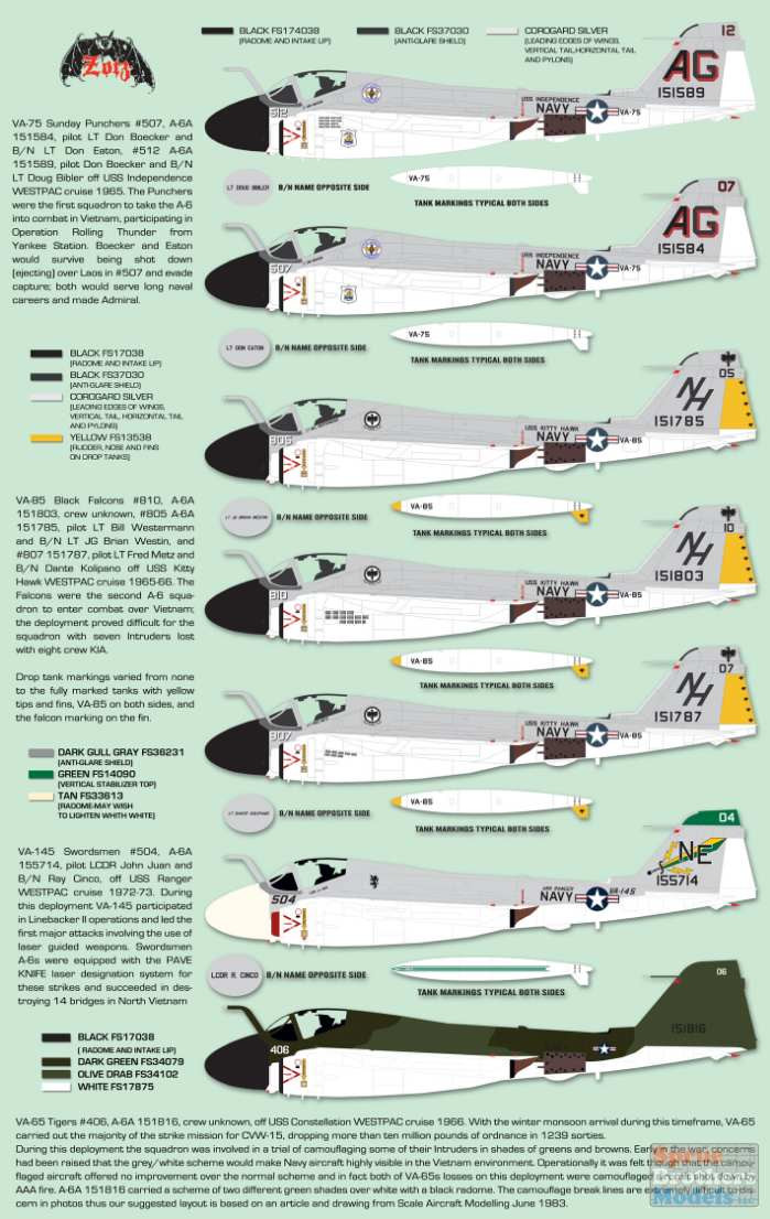 ZTZ32061 1:32 Zotz Decals - A-6A intruder in the Vietnam War