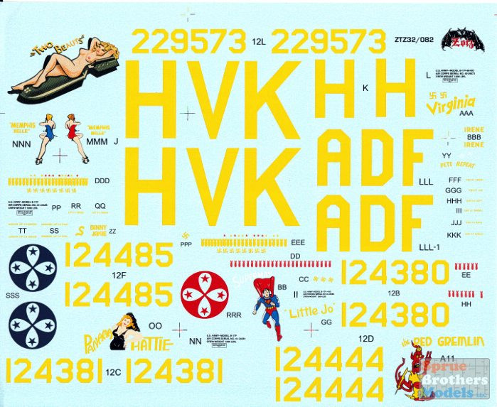 ZTZ32082 1:32 Zotz Decals - Heavenly Bodies B-17F Flying Fortress