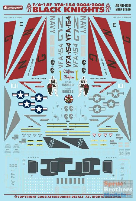 AFD48036 1:48 Afterburner Decals F-18F Super Hornet VFA-154 Black
