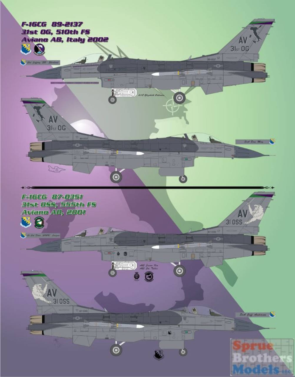 BMA48007 1:48 Bullseye Model Aviation Decals - F-16CG F-16CM