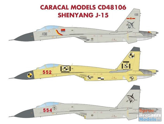 CARCD48106 1:48 Caracal Models Decals - Shenyang J-15 - Sprue