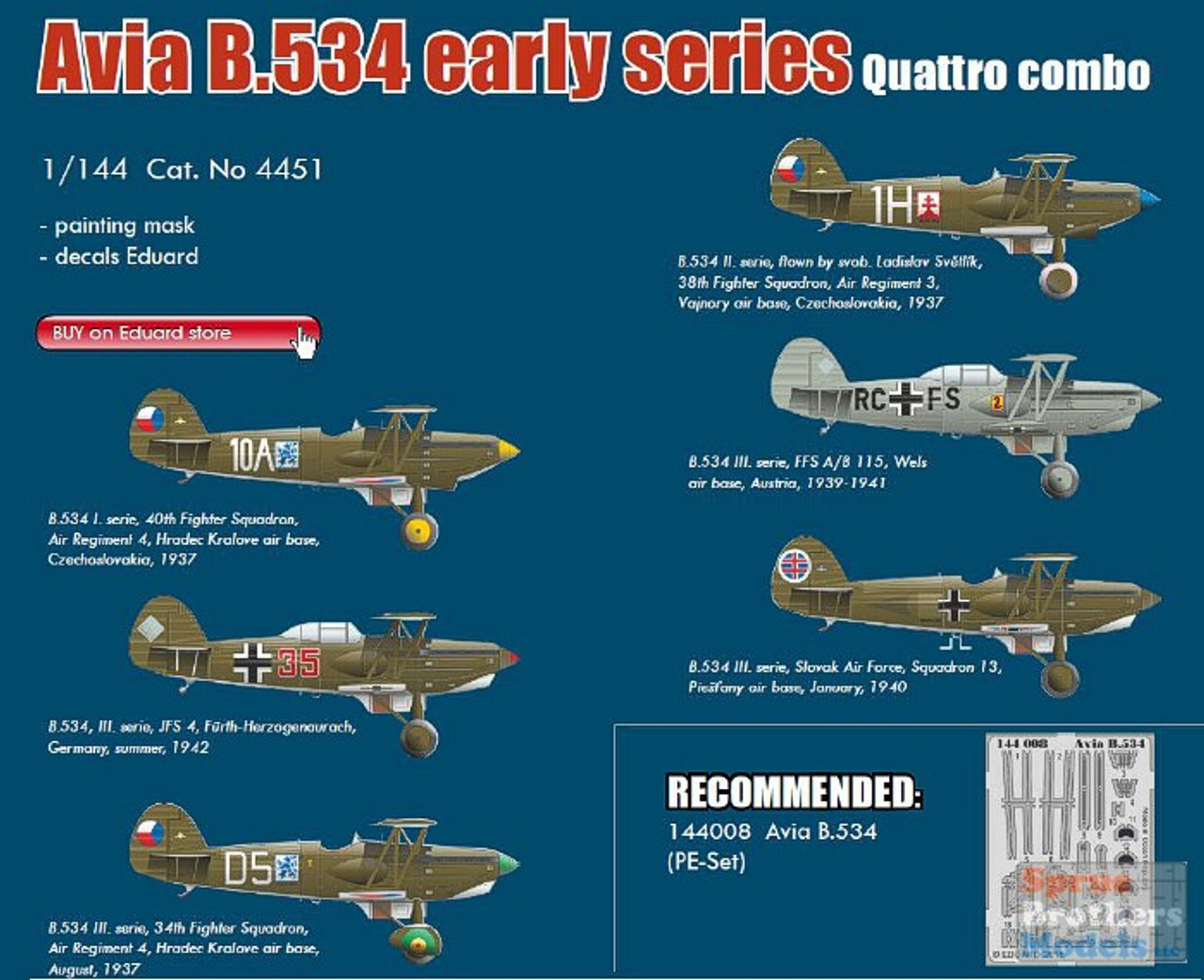 EDU04451 1:144 Eduard Avia B.534 Early Series Quattro Combo