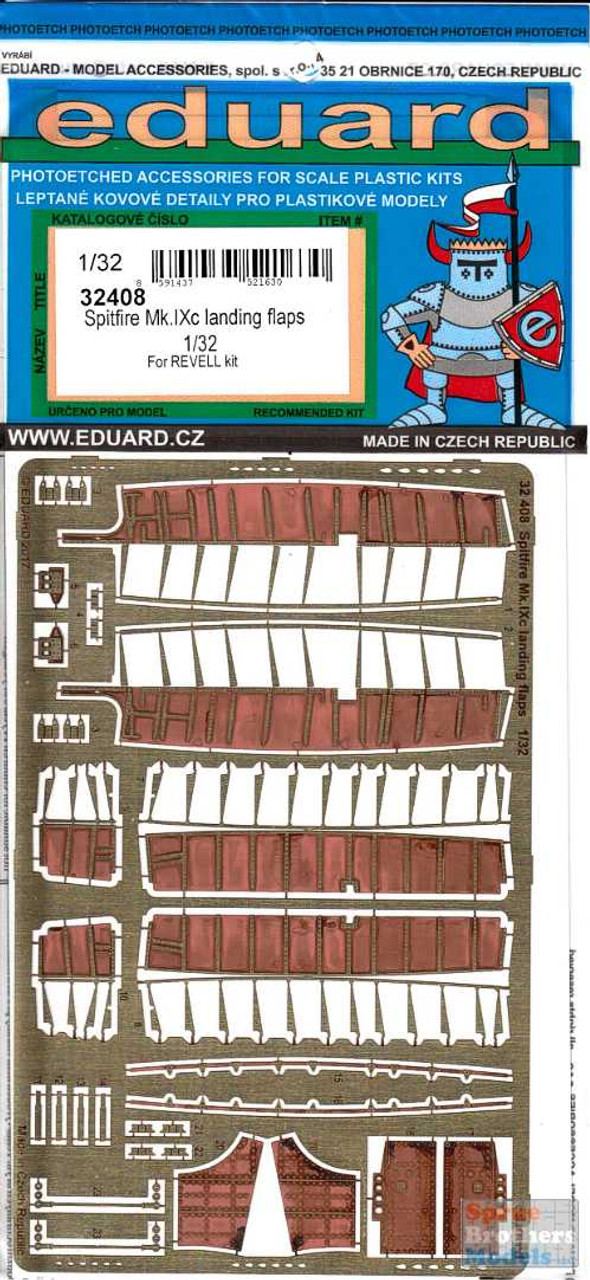 EDU32408 1:32 Eduard PE - Spitfire Mk.IXc Landing Flaps (REV kit)