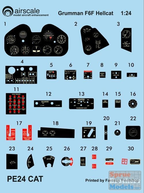 ASCPE24CAT 1:24 Airscale Instrument Panel Upgrade - F6F Hellcat