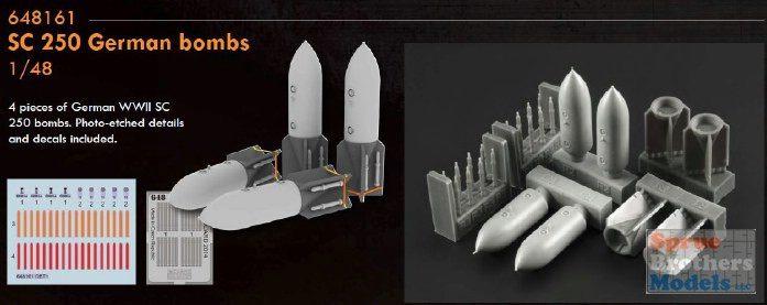 EDU648161 1:48 Eduard Brassin German SC-250 Bomb Set - Sprue