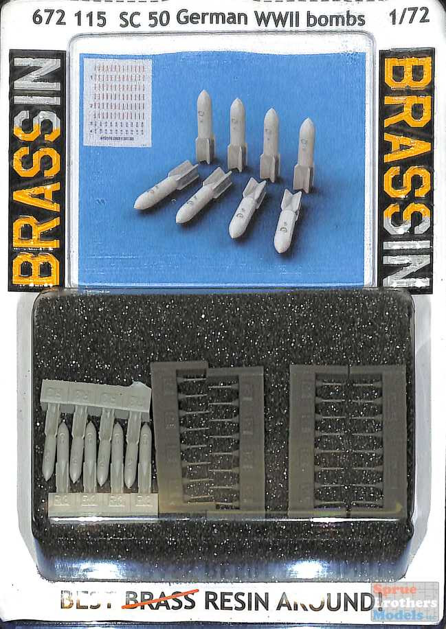 EDU672115 1:72 Eduard Brassin SC 50 German WW2 Bomb Set (8 pcs