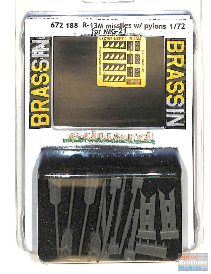 EDU672188 1:72 Eduard Brassin R-13M Missiles with Pylons for MiG