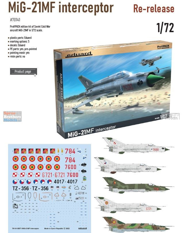 EDU70141 1:72 Eduard MiG-21MF Fishbed Interceptor ProfiPACK