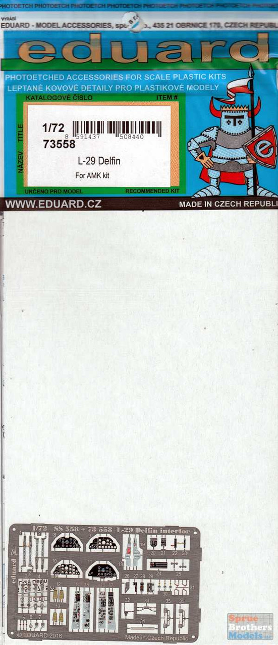 EDU73558 1:72 Eduard Color PE - L-29 Delfin Detail Set (AMK kit ...