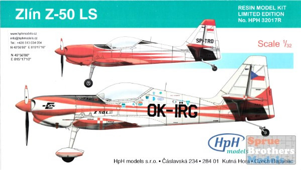 HPH32017R 1:32 HpH Models Zlin Z-50 LS - Sprue Brothers Models LLC