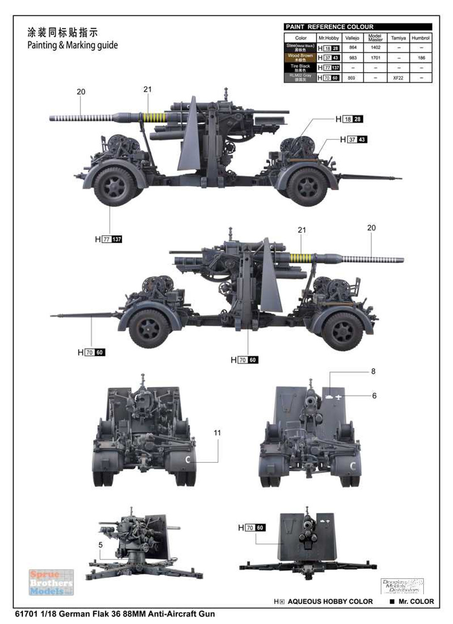 ILK61701 1:18 I Love Kit German Flak 36 88mm Anti-Aircraft Gun