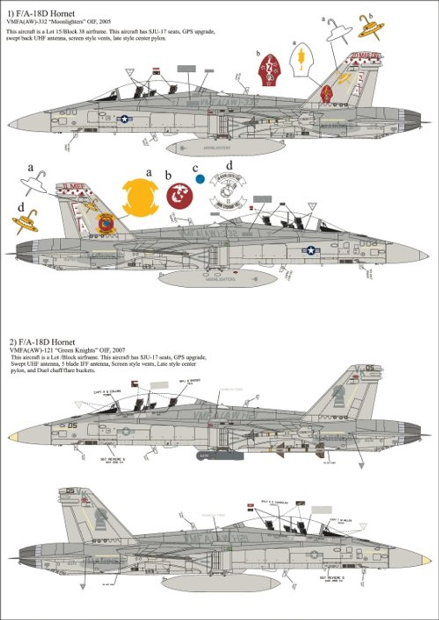 MAW32004 1:32 MAW Decals - Double D F-18D Hornet Pt 2 VMFA(AW)-332