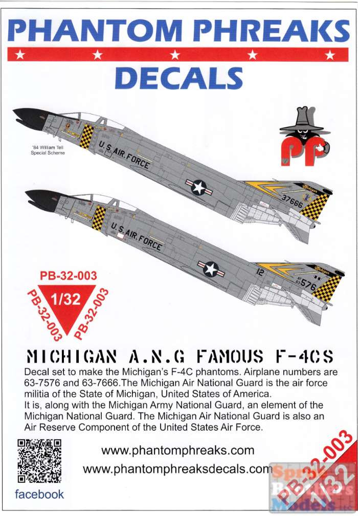 PPD32003 1:32 Phantom Phreaks Decals - F-4C Phantom II Michigan