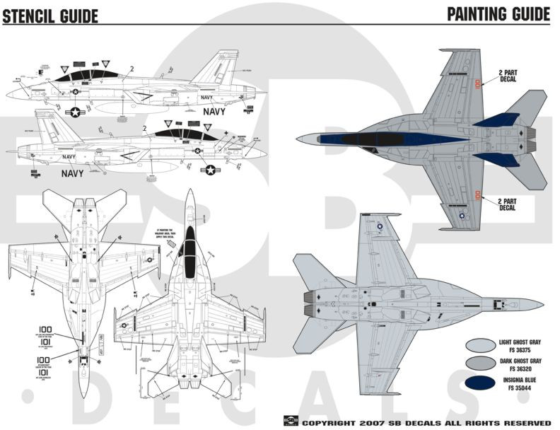 SBD48002 1:48 SB Decals F-18F F-18E Super Hornet VFA-11 Red