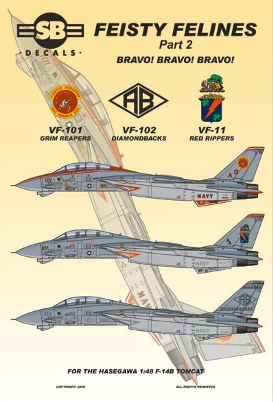オリジナルペイント　アングリーフロッグ SBD48005 1:48 SB Decals F-14B Tomcat Feisty Felines Pt 2