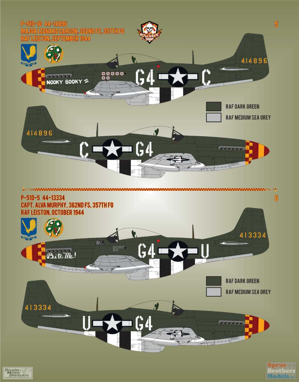 BMA48010 1:48 Bullseye Model Aviation Decals - P-51D Mustang