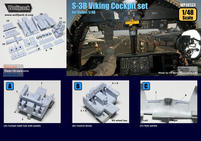 WPD48133 1:48 Wolfpack S-3B Viking Cockpit Set (ITA kit) #48133